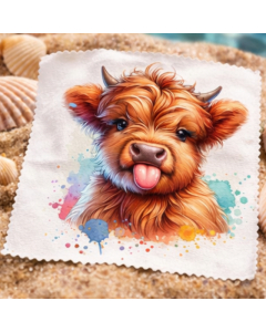 cute highland cow lens cloth colourful design