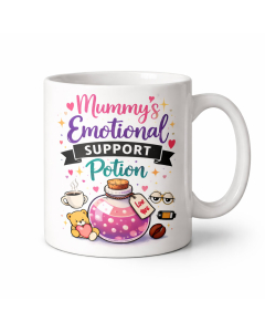 funny mum mug emotional support potion white background