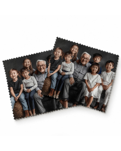 Personalised family photo lens cloth with black glasses