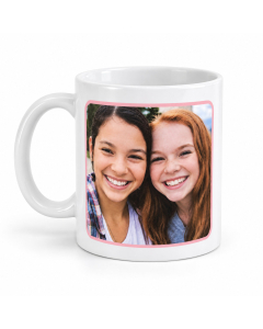 Personalised photo mug with customer photo printed on a white ceramic mug