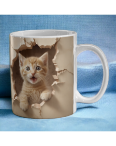 3D Effect Ginger Kitten Coffee Mug