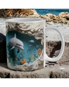 3D Effect Dolphin Cave   Coffee Mug