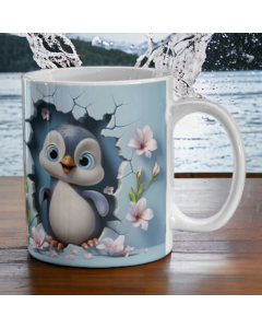 3D Effect Blue Penguin Coffee Mug