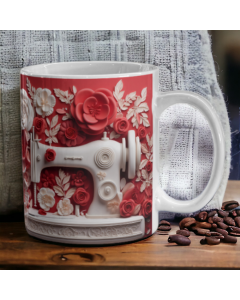3D Effect  Red  Sewing Machine Coffee Mug