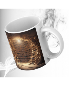 3D Effect  Cave Bookcase Coffee Mug