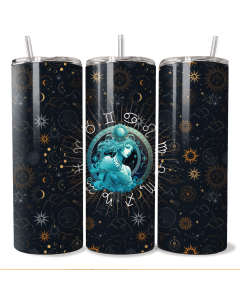 Aquarius Zodiac Water Bearer 20oz Skinny Tumbler with Straw