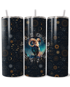 Aries Zodiac Ram 20oz Skinny Tumbler with Straw