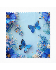 Butterfly lens cleaning cloth with blue floral design for glasses