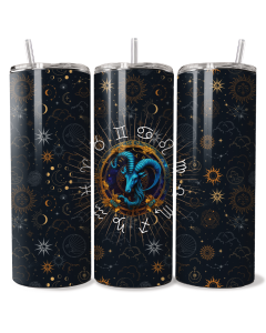 Capricorn Zodiac Goat 20oz Skinny Tumbler with Straw