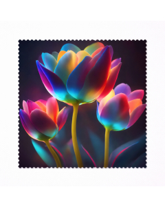 Colourful floral lens cleaning cloth with vibrant tulip design for glasses