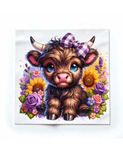 Cute Highland Cow Floral Lens Cloth – Microfibre Glasses Cleaner