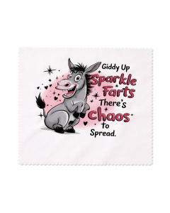 Funny donkey lens cleaning cloth isolated on white background