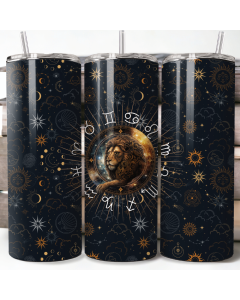 Leo Zodiac Lion 20oz Skinny Tumbler with Straw