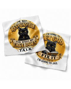 funny let god fix it lens cloth with black cat