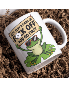 funny frog mug gift displayed in packaging