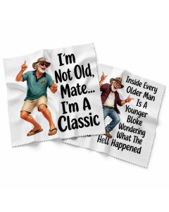 funny glasses cleaning cloth on beach background gift idea