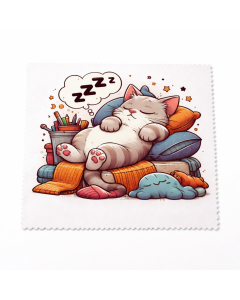 Funny sleeping cat lens cloth with cute cartoon kitty design