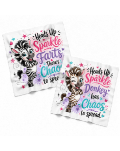 Funny donkey lens cleaning cloth isolated on white background