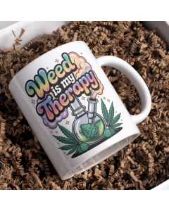 Funny “Weed Is My Therapy” Colourful Graphic Mug