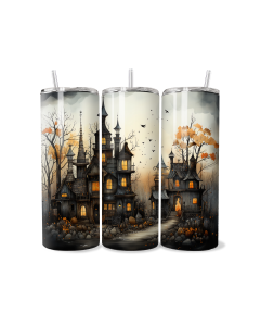 Spooky Haunted House Tumbler – Autumn Village 20oz Skinny Cup