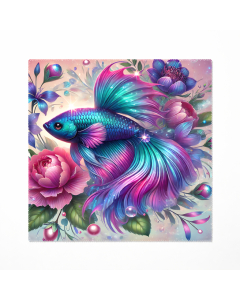 Colourful betta fish lens cleaning cloth with floral design