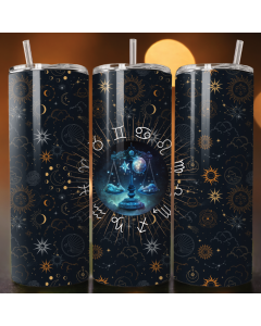 Libra Zodiac Scales 20oz Skinny Tumbler with Straw