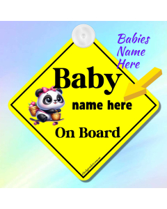 Personalised Baby On Board Car Sign – Custom Baby Name Car Window Sign