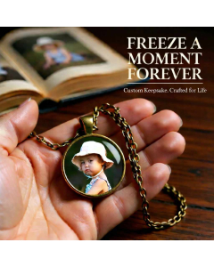 Personalised Bronze Photo Pendant Necklace Custom Picture Gift