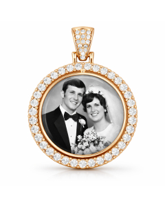 &ldquo;Personalised double sided photo pendant in rose gold with custom wedding photo&rdquo;