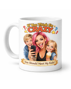personalised mum caricature mug with kids funny quote
