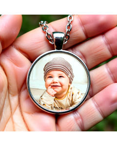 Personalised Silver Photo Pendant Necklace Custom Picture Gift
