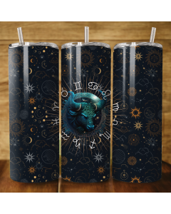 Taurus Zodiac Bull 20oz Skinny Tumbler with Straw