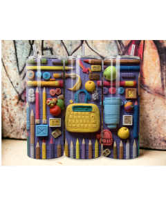Teacher Gifts 20oz Skinny Tumbler – School Supplies Design