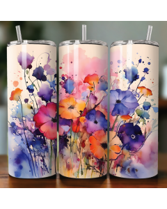 Watercolour Floral 20oz Skinny Tumbler with Straw